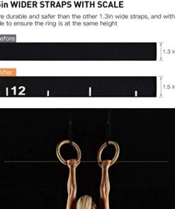 Alternative view of PACEARTH Gymnastics Rings Wooden Olympic Rings, Long Straps with Scale Non-Slip Gym Rings for Home Gym Full Body Workout