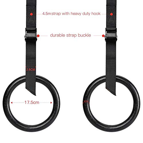 PACEARTH Gymnastic Rings 1100lbs Capacity with 14.76ft Adjustable Buckle Straps - Image 4