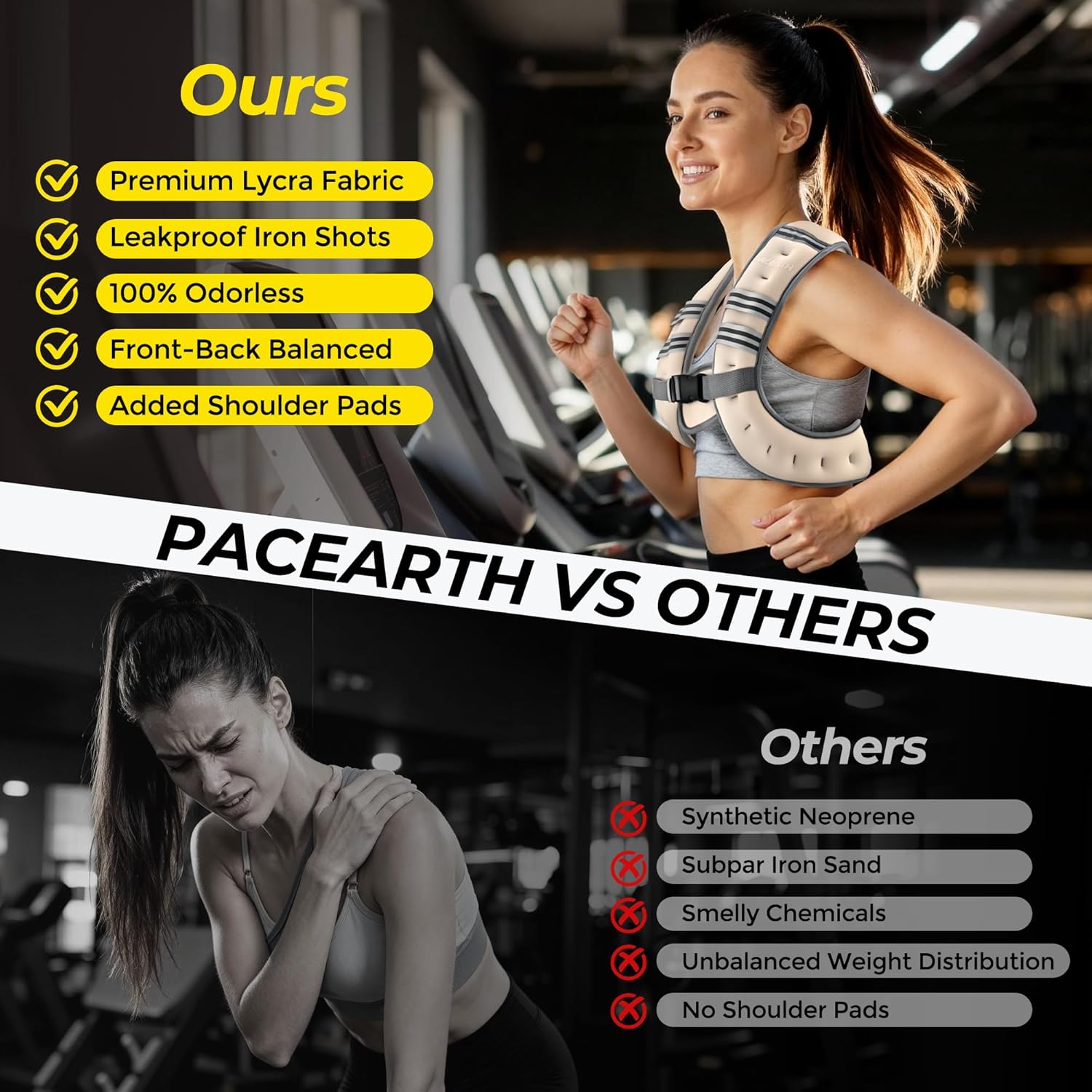 Pacearth Weighted Vest with Arm Strap Phone Pouch and Reflective Stripe Beige - Image 7