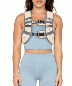 Pacearth Weighted Vest with Arm Strap Phone Pouch and Reflective Stripe Beige