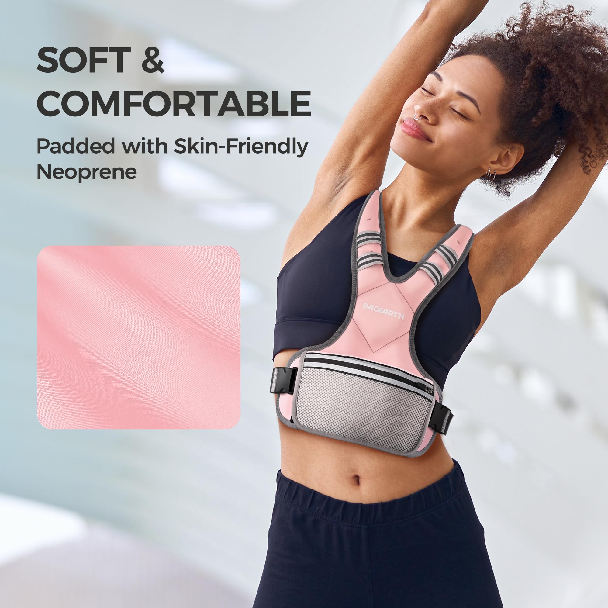 PACEARTH Adjustable Weight Vest 4-10lbs / 11-20lbs Blossom Cherry - Image 2