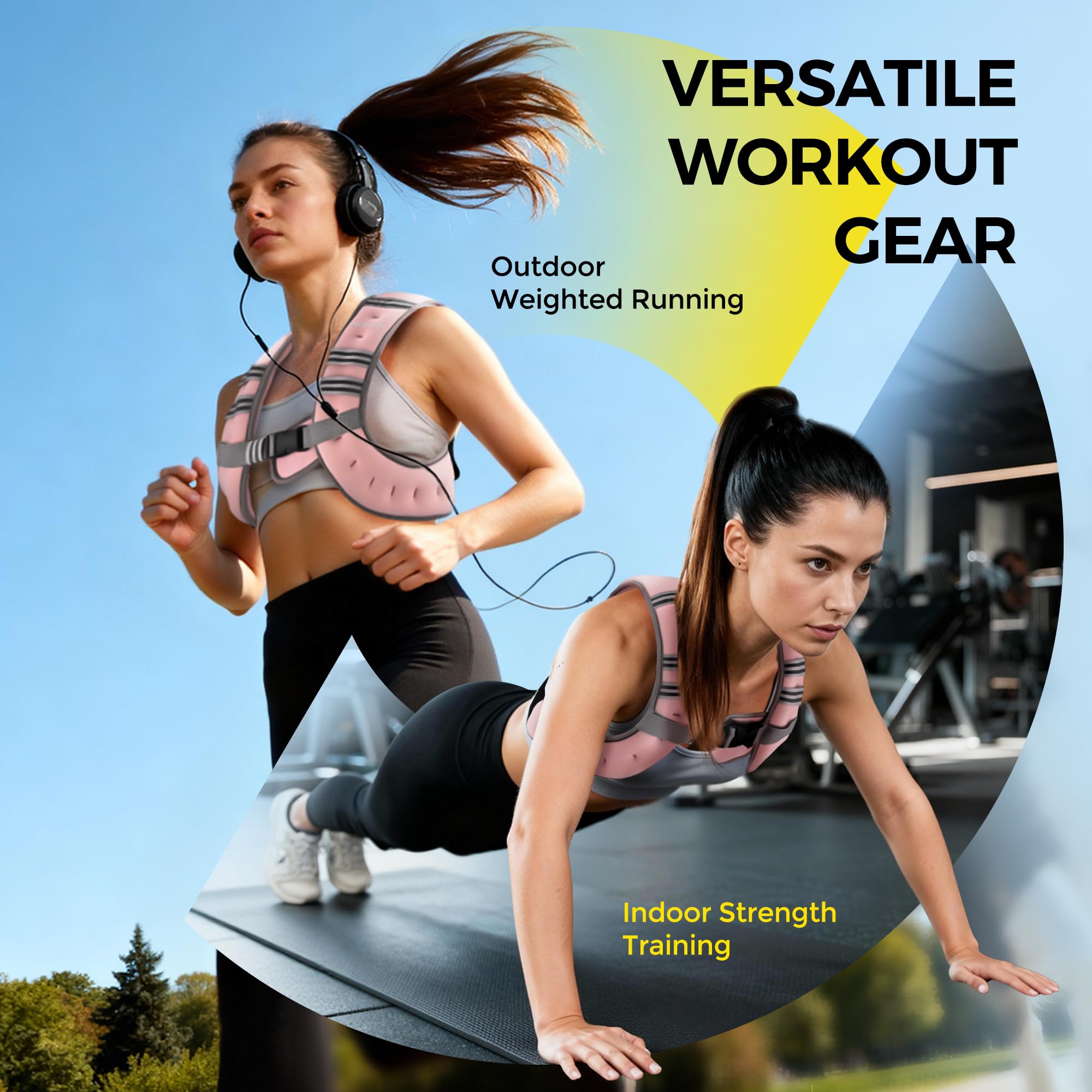 Pacearth Weighted Vest with Arm Strap Phone Pouch and Reflective Stripe Blossom Cherry - Image 8